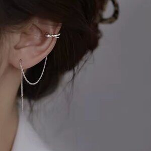 925 Sterling Silver Diamond Cuff Earring